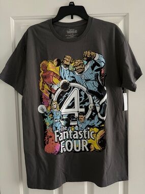 Graphic Tee - Men's Gray Crew Neck Fantastic Four